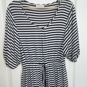 “Calvin Klein” Black & White stripe dress